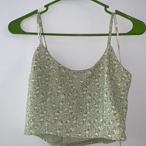 Forever21 green flower top size medium